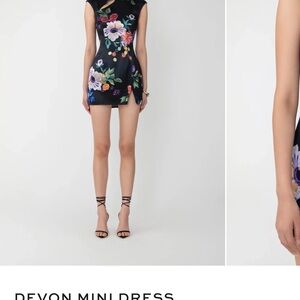 Devon Black Floral Mini Dress